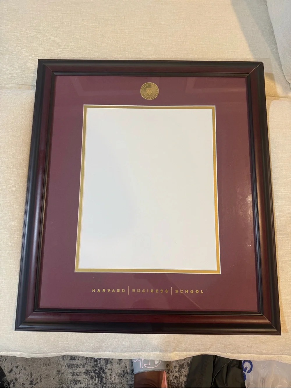 Harvard Business School Burgundy Diploma Frame with Gold Accents